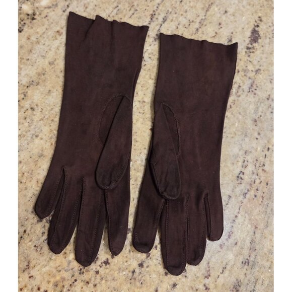 Vintage Womens Size S 6.5 Brown Thin Suede Leather 10.5" Long Gloves Formal - Picture 6 of 15